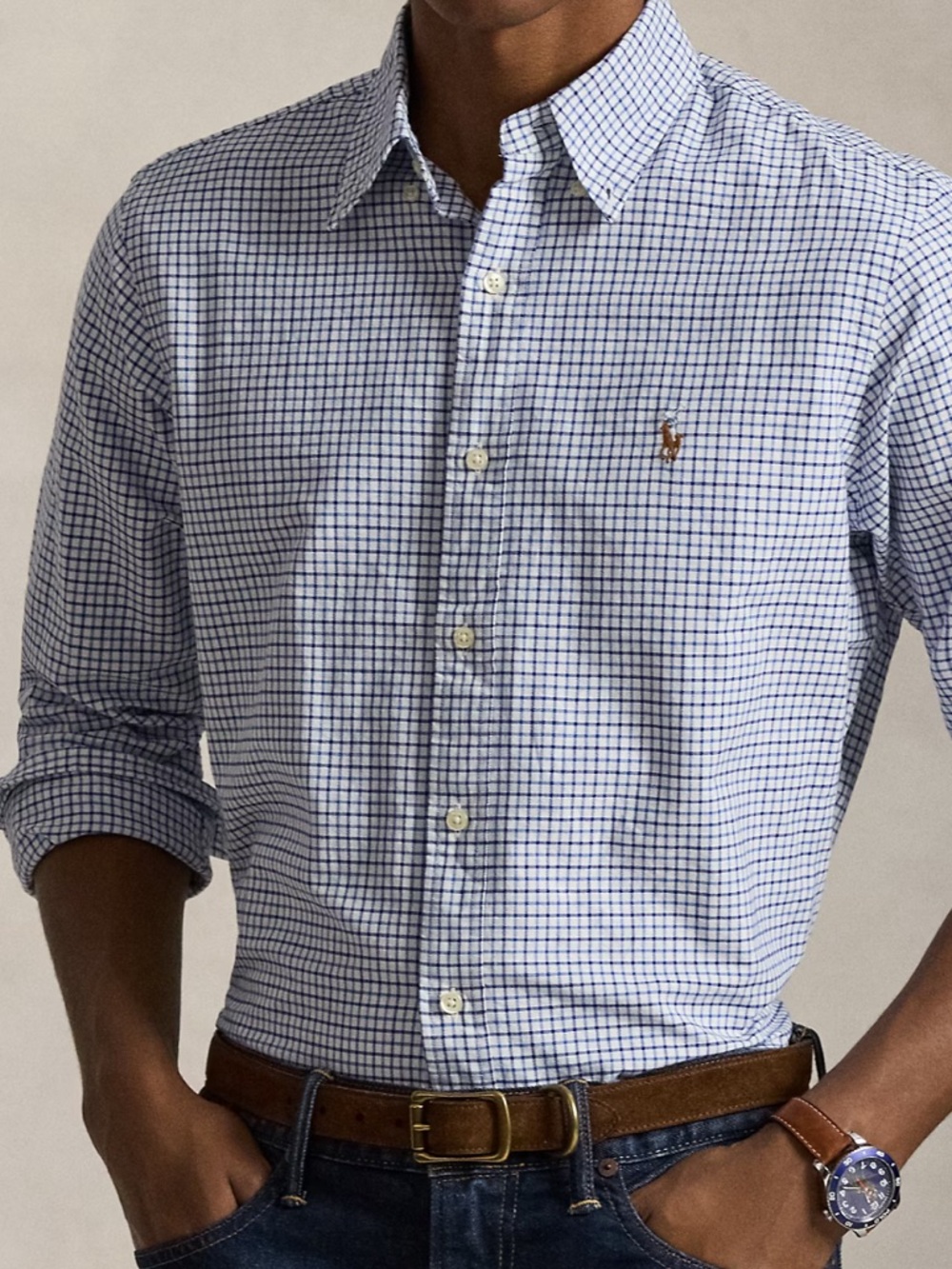 Ralph Lauren Blue Button-Down Shirt Pony Logo